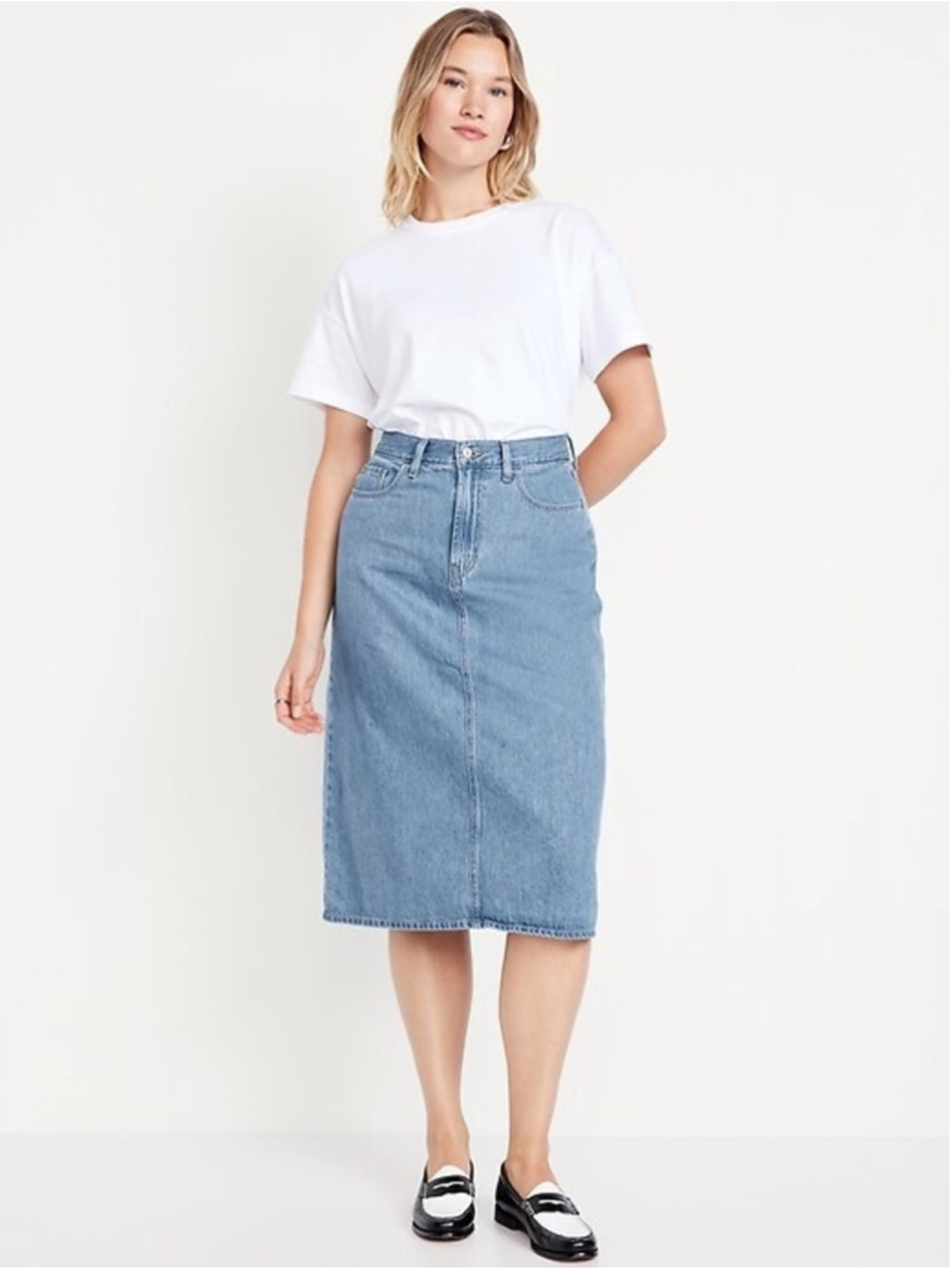Women's Old Navy Denim Midi Skirt Size 2 Blue